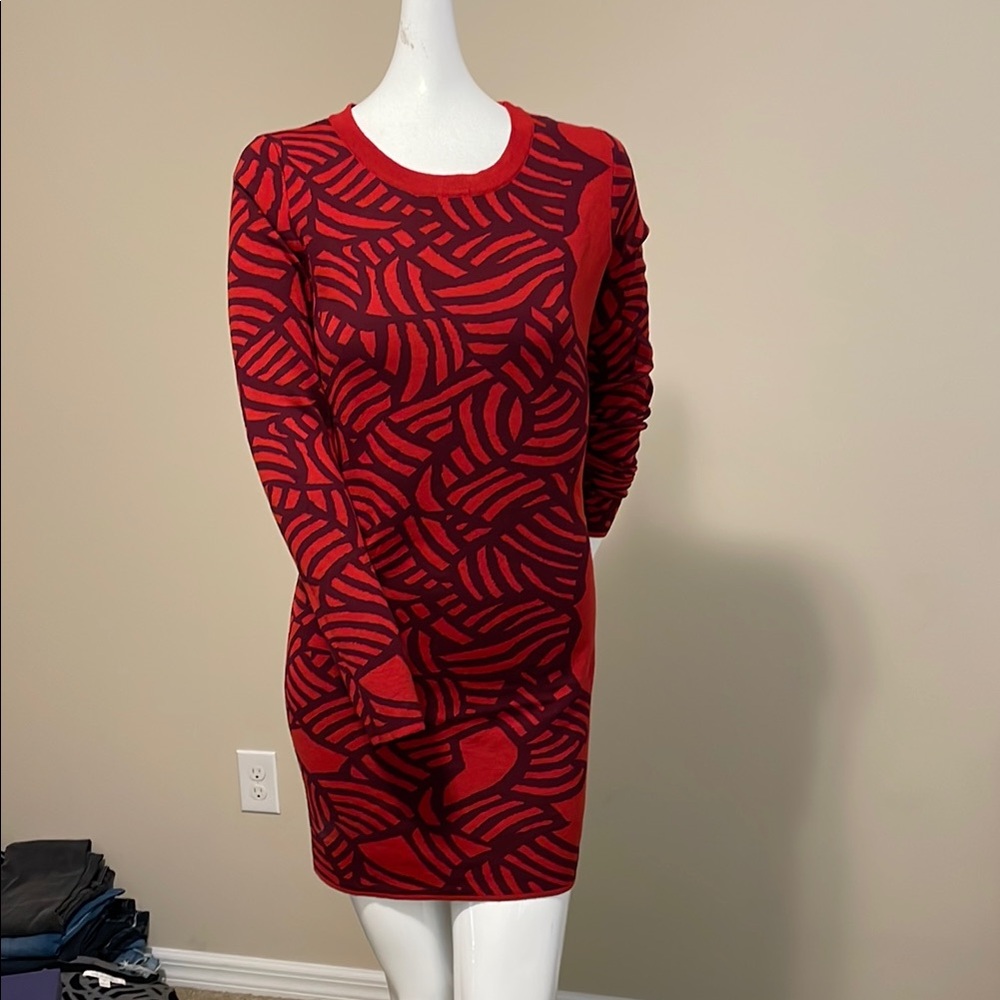 Diane Von Furstenberg NWT Farley Vintage Rose 100% Wool Sweater Dress M